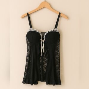 Linea Donatella Black and Cream Lace Lingerie